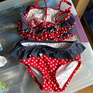 🥰Toddler Girl American Flag Patriotic 4th of July Bikini Bathing Suit Ruffles